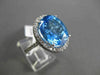 ANTIQUE LARGE 7.28CTW DIAMOND & AAA BLUE TOPAZ 14KT WHITE GOLD 3D OVAL FUN RING