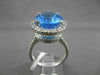 ANTIQUE LARGE 7.28CTW DIAMOND & AAA BLUE TOPAZ 14KT WHITE GOLD 3D OVAL FUN RING