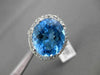 ANTIQUE LARGE 7.28CTW DIAMOND & AAA BLUE TOPAZ 14KT WHITE GOLD 3D OVAL FUN RING