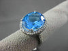 ANTIQUE LARGE 7.28CTW DIAMOND & AAA BLUE TOPAZ 14KT WHITE GOLD 3D OVAL FUN RING