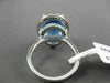 ANTIQUE LARGE 7.28CTW DIAMOND & AAA BLUE TOPAZ 14KT WHITE GOLD 3D OVAL FUN RING