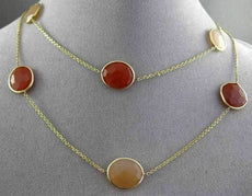 ANTIQUE EXTRA LONG 14KT YELLOW GOLD AAA MULTI FACET AGATE BY THE YARD NECKLACE