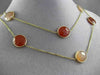 ANTIQUE EXTRA LONG 14KT YELLOW GOLD AAA MULTI FACET AGATE BY THE YARD NECKLACE