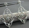 ANTIQUE LARGE 1.99CT DIAMOND 14KT W GOLD FILIGREE FLORAL DROP EARRINGS STUNNING!