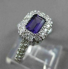 ANTIQUE 1.10CT DIAMOND & AAA AMETHYST 14KT WHITE GOLD HALO SOLITAIRE FUN RING