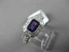 ANTIQUE 1.10CT DIAMOND & AAA AMETHYST 14KT WHITE GOLD HALO SOLITAIRE FUN RING