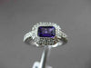 ANTIQUE 1.10CT DIAMOND & AAA AMETHYST 14KT WHITE GOLD HALO SOLITAIRE FUN RING