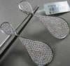 ANTIQUE EXTRA LARGE 3.35CT DIAMOND 18KT WHITE GOLD PEAR SHAPE HANGING EARRINGS
