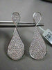 ANTIQUE EXTRA LARGE 3.35CT DIAMOND 18KT WHITE GOLD PEAR SHAPE HANGING EARRINGS