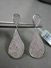 ANTIQUE EXTRA LARGE 3.35CT DIAMOND 18KT WHITE GOLD PEAR SHAPE HANGING EARRINGS