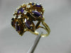 ANTIQUE LARGE 3.21CT DIAMOND & AMETHYST 14KT YELLOW GOLD HANDCRAFTED FLOWER RING