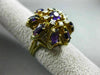 ANTIQUE LARGE 3.21CT DIAMOND & AMETHYST 14KT YELLOW GOLD HANDCRAFTED FLOWER RING