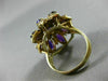 ANTIQUE LARGE 3.21CT DIAMOND & AMETHYST 14KT YELLOW GOLD HANDCRAFTED FLOWER RING