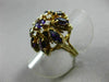 ANTIQUE LARGE 3.21CT DIAMOND & AMETHYST 14KT YELLOW GOLD HANDCRAFTED FLOWER RING
