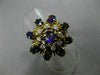 ANTIQUE LARGE 3.21CT DIAMOND & AMETHYST 14KT YELLOW GOLD HANDCRAFTED FLOWER RING