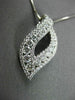 ANTIQUE 1.09CT ROUND DIAMOND 18KT WHITE GOLD LEAF FLOATING DROP PENDANT & CHAIN