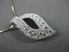 ANTIQUE 1.09CT ROUND DIAMOND 18KT WHITE GOLD LEAF FLOATING DROP PENDANT & CHAIN