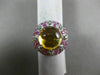 8.38CT DIAMOND AAA PINK SAPPHIRE & CABOCHON CITRINE 14KT WHITE GOLD FLOWER RING
