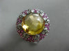 8.38CT DIAMOND AAA PINK SAPPHIRE & CABOCHON CITRINE 14KT WHITE GOLD FLOWER RING