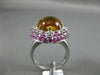 8.38CT DIAMOND AAA PINK SAPPHIRE & CABOCHON CITRINE 14KT WHITE GOLD FLOWER RING