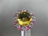 8.38CT DIAMOND AAA PINK SAPPHIRE & CABOCHON CITRINE 14KT WHITE GOLD FLOWER RING