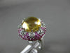 8.38CT DIAMOND AAA PINK SAPPHIRE & CABOCHON CITRINE 14KT WHITE GOLD FLOWER RING