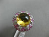 8.38CT DIAMOND AAA PINK SAPPHIRE & CABOCHON CITRINE 14KT WHITE GOLD FLOWER RING