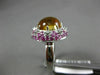 8.38CT DIAMOND AAA PINK SAPPHIRE & CABOCHON CITRINE 14KT WHITE GOLD FLOWER RING
