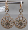 ANTIQUE 3.49CT DIAMOND 18KT ROSE GOLD FLORAL SNOWFLAKE HANGING EARRINGS