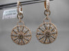 ANTIQUE 3.49CT DIAMOND 18KT ROSE GOLD FLORAL SNOWFLAKE HANGING EARRINGS