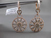 ANTIQUE 3.49CT DIAMOND 18KT ROSE GOLD FLORAL SNOWFLAKE HANGING EARRINGS