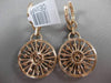 ANTIQUE 3.49CT DIAMOND 18KT ROSE GOLD FLORAL SNOWFLAKE HANGING EARRINGS