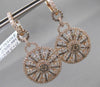 ANTIQUE 3.49CT DIAMOND 18KT ROSE GOLD FLORAL SNOWFLAKE HANGING EARRINGS