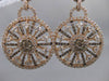 ANTIQUE 3.49CT DIAMOND 18KT ROSE GOLD FLORAL SNOWFLAKE HANGING EARRINGS