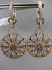 ANTIQUE 3.49CT DIAMOND 18KT ROSE GOLD FLORAL SNOWFLAKE HANGING EARRINGS