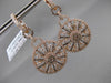ANTIQUE 3.49CT DIAMOND 18KT ROSE GOLD FLORAL SNOWFLAKE HANGING EARRINGS