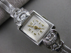 ANTIQUE OLD EURO MINE DIAMOND 14K WHITE GOLD HERNA WATCH 17 JEWEL SWISS 7" 21595
