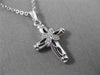 ANTIQUE SMALL .04CT DIAMOND 14KT WHITE GOLD CLASSIC FLORAL CROSS PENDANT #20808