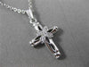ANTIQUE SMALL .04CT DIAMOND 14KT WHITE GOLD CLASSIC FLORAL CROSS PENDANT #20808