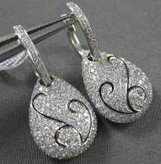 ANTIQUE LARGE 2.13CT DIAMOND FILIGREE 18KT W PEAR SHAPE HANGING EARRINGS #E00655