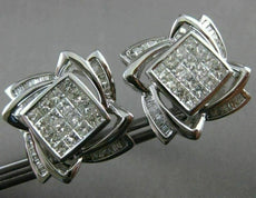 ESTATE X LARGE 3.6CT BAGUETTE & PRINCESS DIAMOND 14K WHITE GOLD CLIP ON EARRINGS