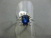 ANTIQUE 1.5CT DIAMOND & AAA SAPPHIRE 14K W GOLD EMERALD CUT HALO ENGAGEMENT RING