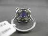 ANTIQUE LARGE 2.48CT DIAMOND & AAA AMETHYST 14KT WHITE GOLD FILIGREE FLORAL RING