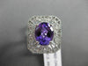 ANTIQUE LARGE 2.48CT DIAMOND & AAA AMETHYST 14KT WHITE GOLD FILIGREE FLORAL RING