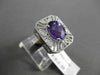 ANTIQUE LARGE 2.48CT DIAMOND & AAA AMETHYST 14KT WHITE GOLD FILIGREE FLORAL RING