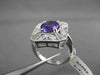 ANTIQUE LARGE 2.48CT DIAMOND & AAA AMETHYST 14KT WHITE GOLD FILIGREE FLORAL RING