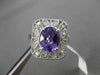 ANTIQUE LARGE 2.48CT DIAMOND & AAA AMETHYST 14KT WHITE GOLD FILIGREE FLORAL RING