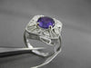 ANTIQUE LARGE 2.48CT DIAMOND & AAA AMETHYST 14KT WHITE GOLD FILIGREE FLORAL RING
