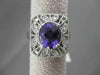 ANTIQUE LARGE 2.48CT DIAMOND & AAA AMETHYST 14KT WHITE GOLD FILIGREE FLORAL RING