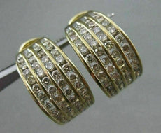 ESTATE WIDE 3.0CT FANCY DIAMOND 14KT TWO TONE GOLD 4 ROW HUGGIE EARRINGS #21295